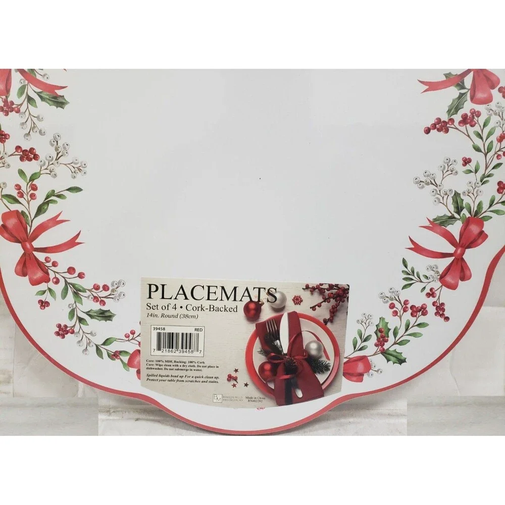 Set of 4 Hard Placemats w/Cork Back (14
